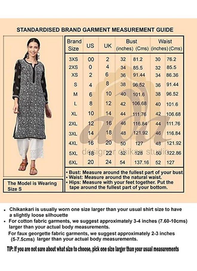ADA Ada Hand Embroidered Lucknow Chikankari White Cotton Kurti Kurta Tunic for Women A332395 (2XL)  - Image 3