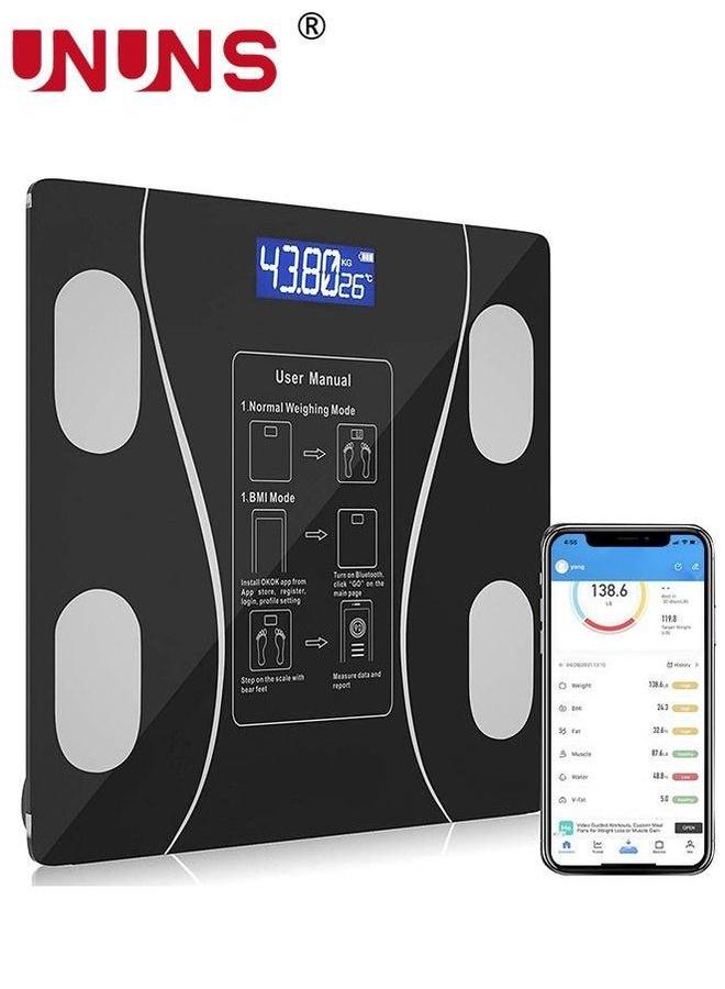 UNUNS Electronic Weight Scale,Wireless Intelligent Digital Tempered Glass Body Fat Scale,Body Composition Analyzer With Smartphone Application And Bluetooth Synchronous Scale - Image 1