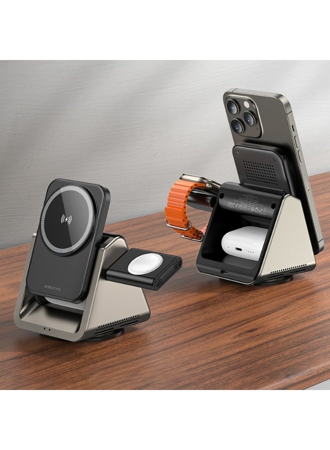 بوروفون شاحن BQ30 لاسلكي مغناطيسي 3 في 1 سريع – أسود - Image 5