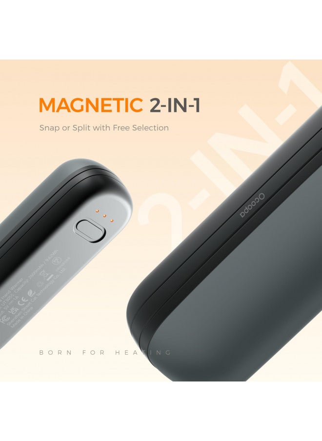 OCOOPA - OCOOPA 2 in 1 Magnetic Rechargeable Hand Warmers, UT2s Mini Electric Handwarmers, Split USB-C, Reusable with 3 Heat Levels and Memory Function,Portable Pocket Heater, Tech Gift for Women Mens - Image 1