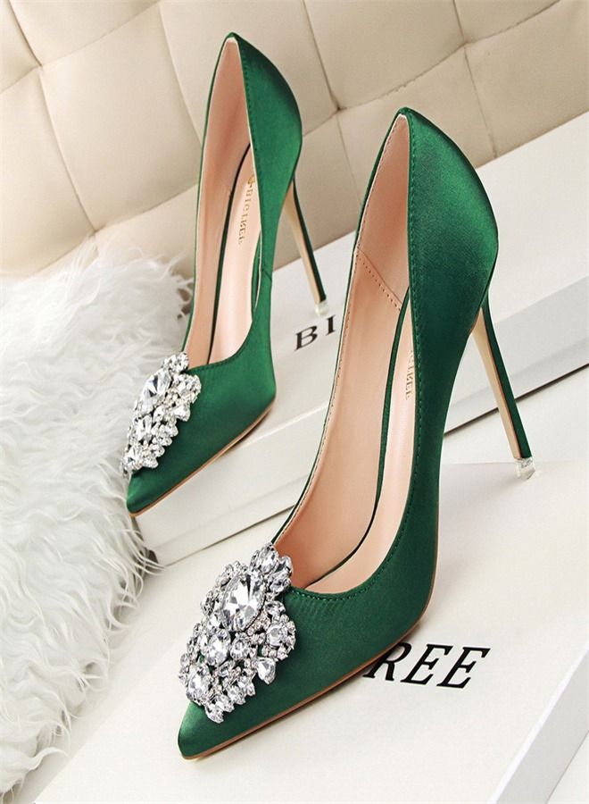 BIGTREE Fashion Pointed High Heels 10CM Green 
