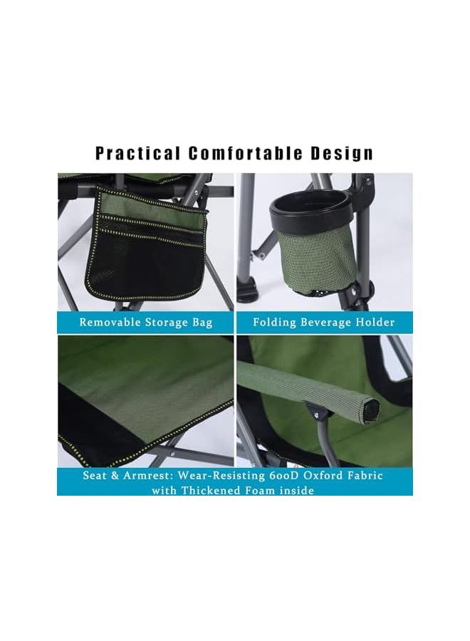 PROMASS Portable Camping Chair, Lightweight Folding Chair Beach Chair With Side Pockets,Lightweight Rip-Stop Fabric, Durable Aluminum Alloy Frame, Breathable Mesh, Beach, Picnic, Hiking (Green) - Image 4