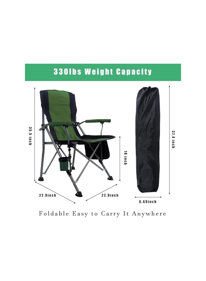 PROMASS Portable Camping Chair, Lightweight Folding Chair Beach Chair With Side Pockets,Lightweight Rip-Stop Fabric, Durable Aluminum Alloy Frame, Breathable Mesh, Beach, Picnic, Hiking (Green) - Image 2