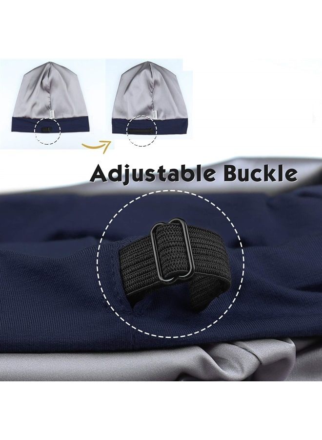 FocusCare Frizzy Hair Headwear Cap Elastic Sleep Bonnet Gifts for Women with Curly Navy - Image 3