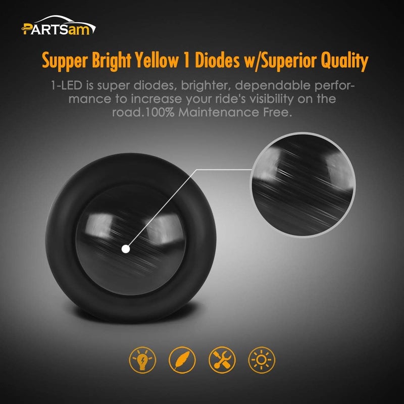 Partsam 2pcs 3/4" Smoked Amber LED Clearance Light Side Marker Light w/Rubber Grommet, Grill Lights Turn Signals For Truck Trailer Pickups RV, 12V, FLush Mount - Image 2