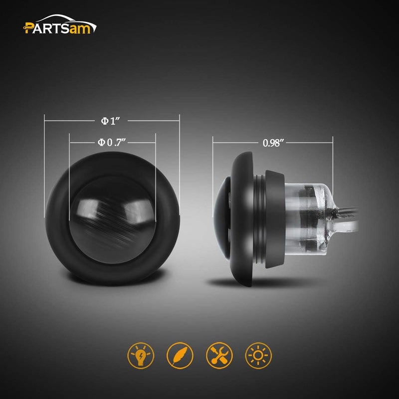 Partsam 2pcs 3/4" Smoked Amber LED Clearance Light Side Marker Light w/Rubber Grommet, Grill Lights Turn Signals For Truck Trailer Pickups RV, 12V, FLush Mount - Image 4