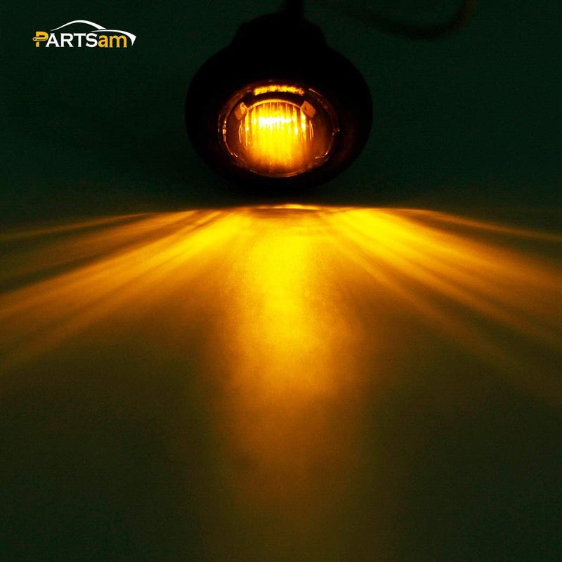 Partsam 2pcs 3/4" Smoked Amber LED Clearance Light Side Marker Light w/Rubber Grommet, Grill Lights Turn Signals For Truck Trailer Pickups RV, 12V, FLush Mount - Image 3