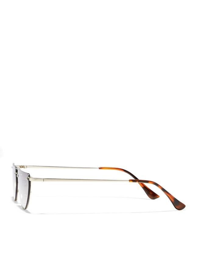 بلاك أوت نظارة شمسية نسائية ذهبية نصف قمر بإطار معدني ولون بني - Image 3