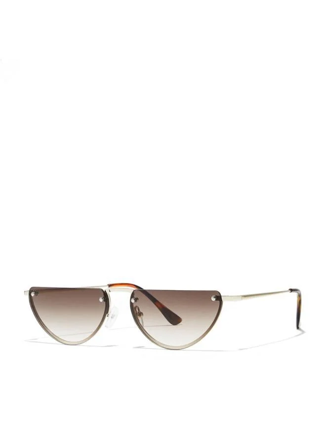 Blackout DEMI LUNE Women Gold Sunglasses - Frame Material: Metal- Frame Color: Gold-Lens Color: Brown  - Full Rim
