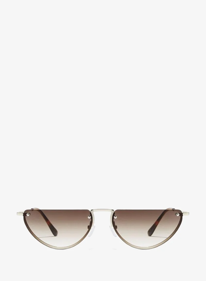 Blackout DEMI LUNE Women Gold Sunglasses - Frame Material: Metal- Frame Color: Gold-Lens Color: Brown  - Full Rim