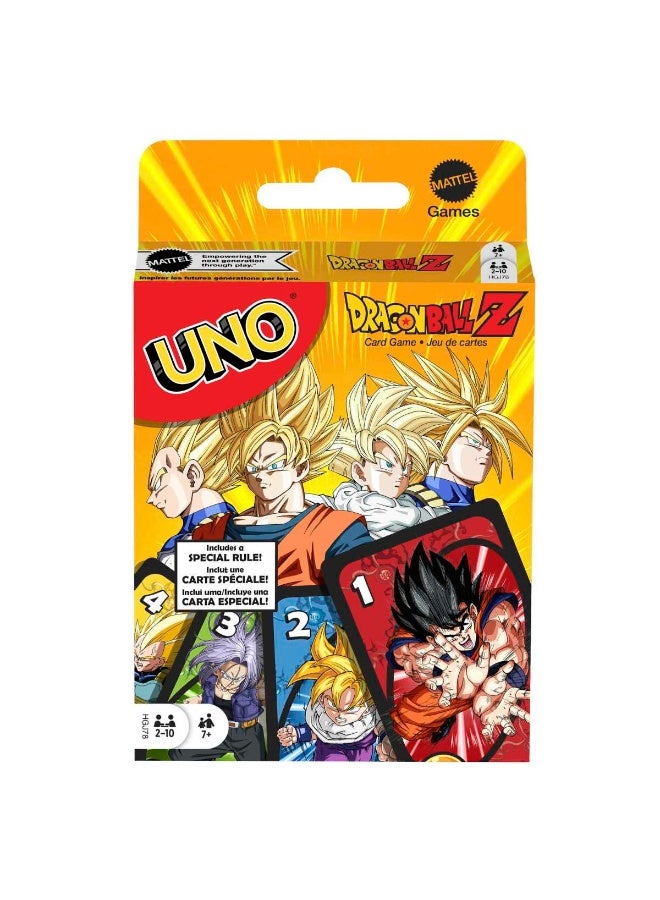Mattel Games ​UNO Dragon Ball Z Card Game Japanese Manga Theme 112 Cards with Unique Wild Card & Instructions for Players 7 Years Old & Up, Gift for Kid, Family & Adult Game Night - Image 1