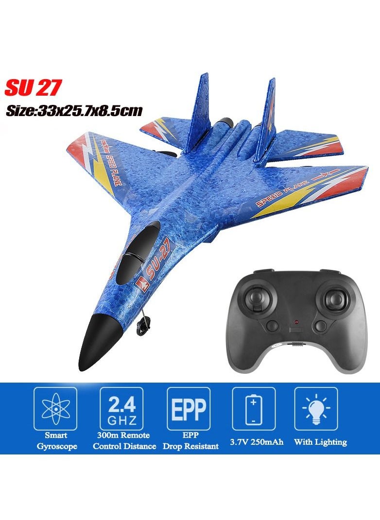 AROAQ RC Foam Aircraft Remote Control Airplane Foam Toys for Children SU27 Blue  - Image 1