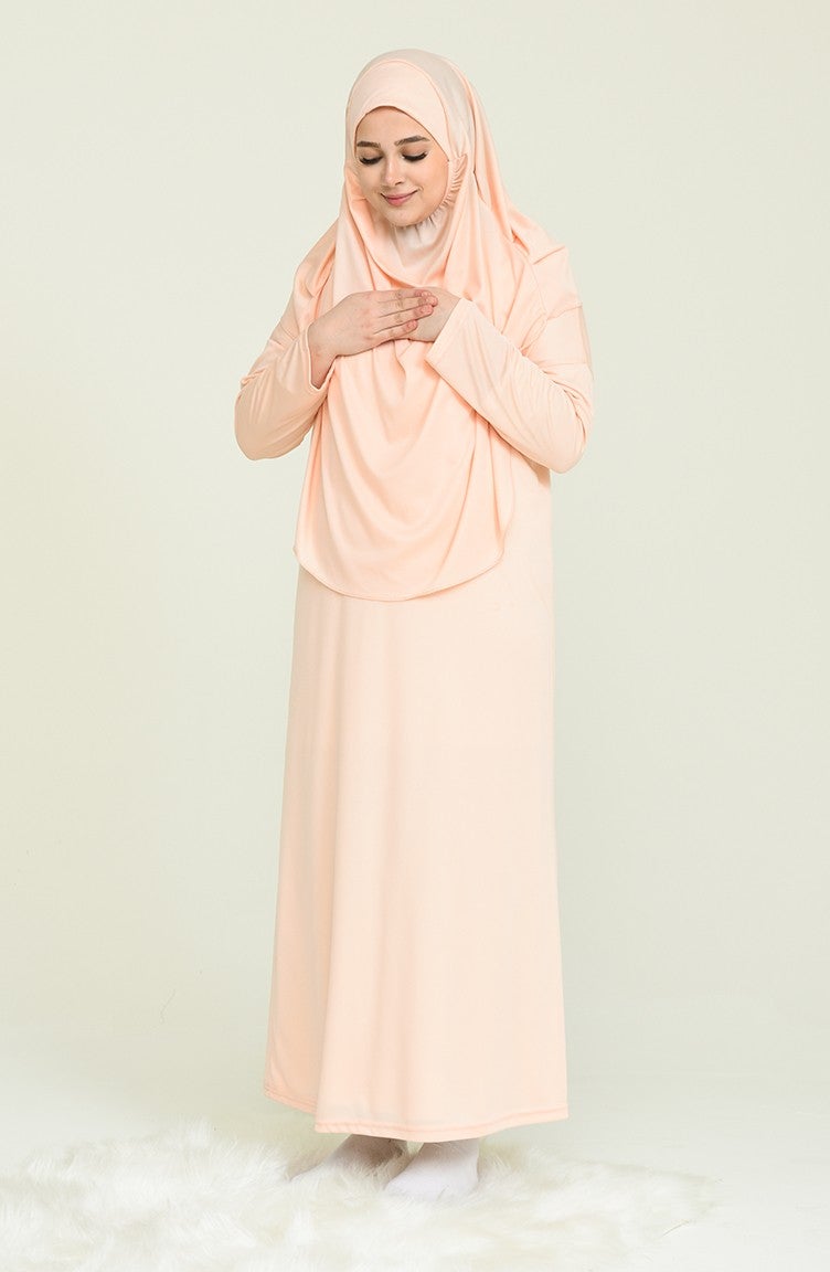 Sefa Merve Prayer Dress with Bag 4486A-16 Powder - Image 1
