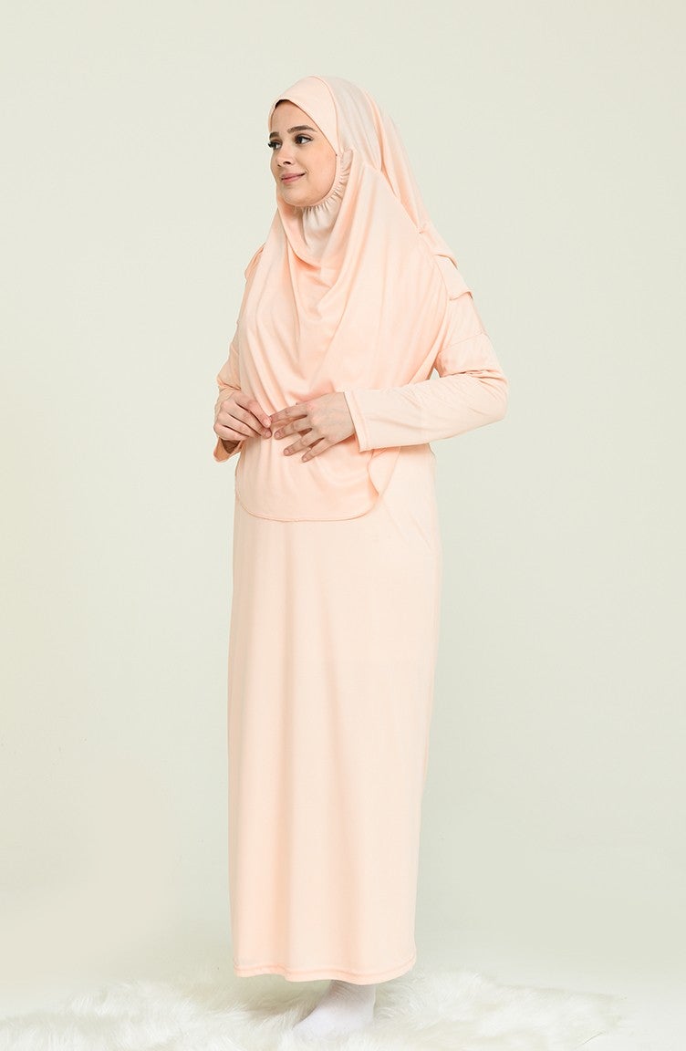 Sefa Merve Prayer Dress with Bag 4486A-16 Powder - Image 2