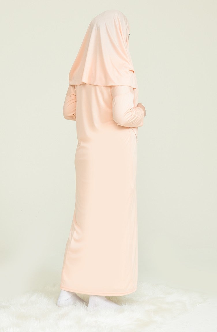 Sefa Merve Prayer Dress with Bag 4486A-16 Powder - Image 3