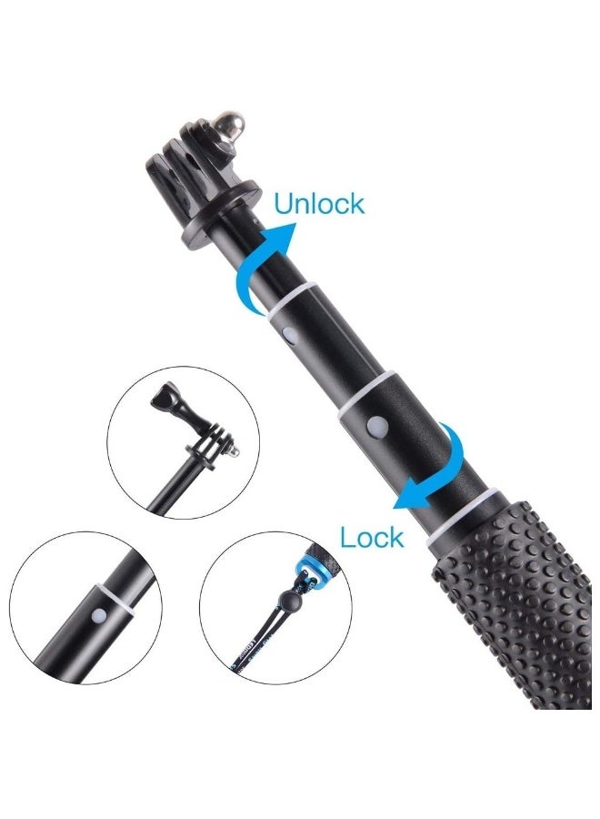 Selfie Stick 19” Waterproof Hand Grip Adjustable Extension Monopod Pole Compatible With GoPro Hero 9 8 7 6 5 4 3+ 3 2 1 Session - Image 2