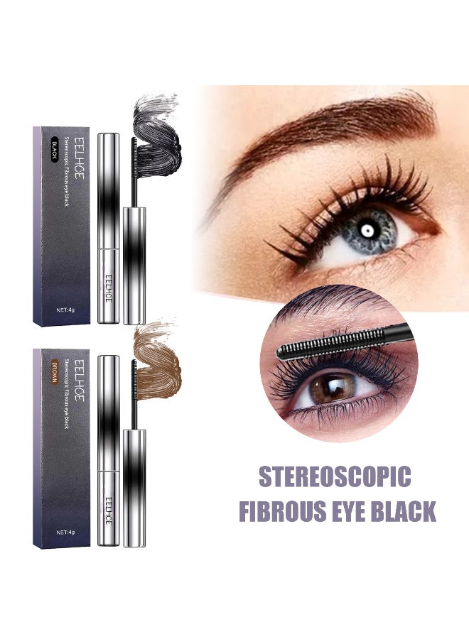 EELHOE Stereoscopic Fibrous Eye Black Mascara, Extension Mascara Black, Waterproof Mascara for Eyelashes, Volume Lash Lengthening Mascara, Long-Lasting Lashes, Thick Curling Eyelash Mascara, 4g - Image 4