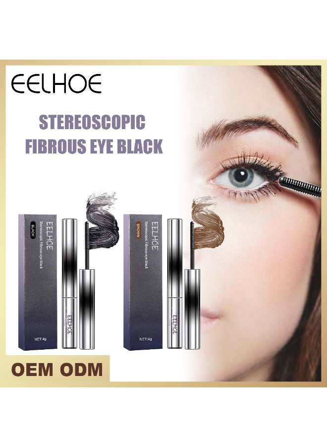 EELHOE Stereoscopic Fibrous Eye Black Mascara, Extension Mascara Black, Waterproof Mascara for Eyelashes, Volume Lash Lengthening Mascara, Long-Lasting Lashes, Thick Curling Eyelash Mascara, 4g - Image 2