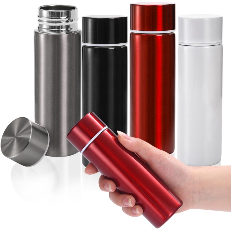 Acshio 4 Pack Mini Stainless Steel Water Bottles 4 Oz Small Insulated Purse Pocket Water Bottle Portable Slim Leakproof Hot Cold Drink Flask for Travel Sport Camping