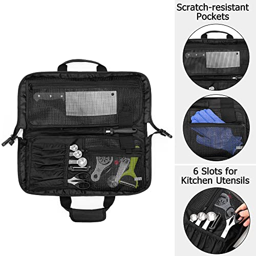 samdew Chef Knife Bag with Lockhole & 17 + 6 Slots, Chef Bag for Knife Storage, Travel Knife Roll for Professional Chefs, Knife Carrying Case Knife Carrier for Kitchen Utensils, Bag Only - Image 2
