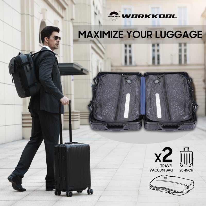 WORKKOOL 41L Vacuum Packing Cubes for Travel with Pump,Waterproof Travel compression bags for Suitcase, Luggage, Backpack with Manual Air Pump (Grey,Large Volume 41L,2-PACK) - Image 3