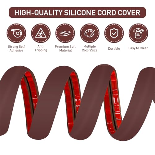Serplex® Self Adhesive Cord Protector, Heavy Duty Removable PVC Floor Cable Cover, Cable Hider Cords Flexible & Cuttable, Tripping Hazard Prevention, Easy DIY Install for Office/Home, 6.6ft x 1.18in - Image 4