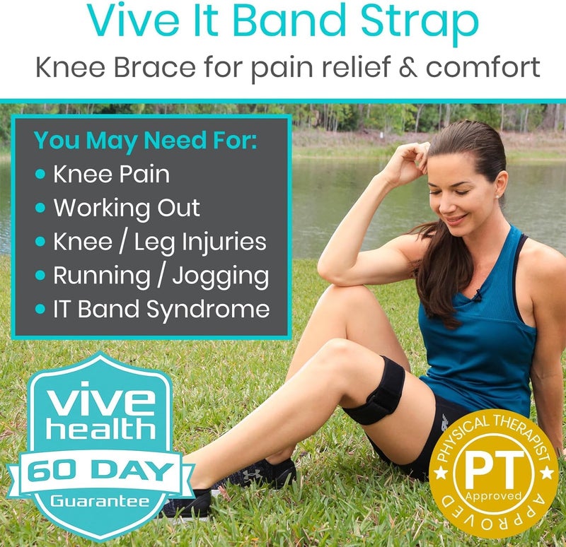 Vive IT Band Strap - Iliotibial Band Compression Wrap - Outside of Knee Pain, Hip, Thigh & ITB Syndrome Support - Neoprene Brace for Running and Exercise - Athletic Stabilizer for Men, Women - Image 2