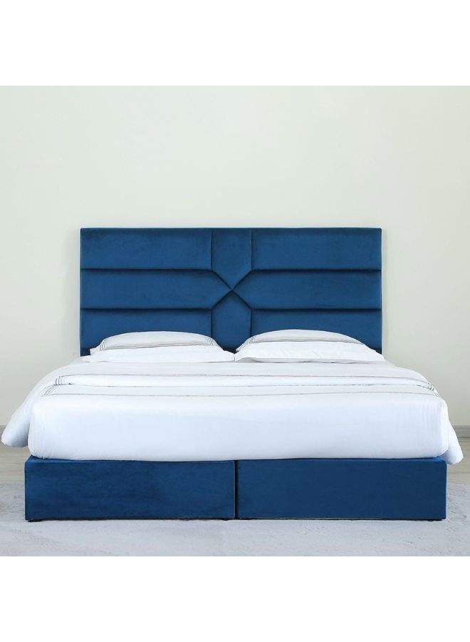 Karnak Estella Premium Upholstered Velvet Bed Frame Bedroom Furniture Strong And Sturdy Modern Design Wooden Bed | Quiet & Comfortable Bed (King - 180x200cm, Blue) - Image 2