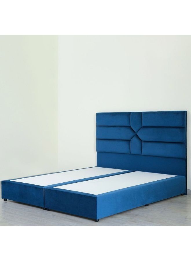 Karnak Estella Premium Upholstered Velvet Bed Frame Bedroom Furniture Strong And Sturdy Modern Design Wooden Bed | Quiet & Comfortable Bed (King - 180x200cm, Blue) - Image 3