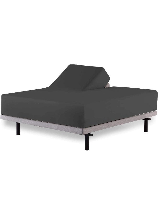 MyGiza Sheets Top Split King Sets for Adjustable Bed-Sleep Number Split Top King-King 34" Top Split King -4 Pcs Set Split Top King 100% Giza Egyptian Cotton Upto15-18" Deep (Dark Grey)  - Image 1