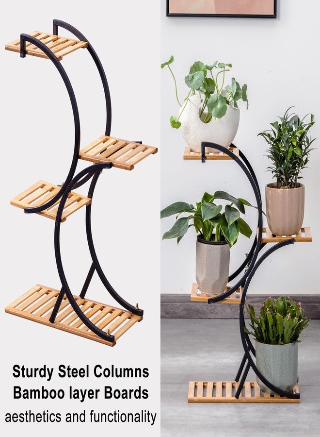 COPREE Bamboo 4-Tier Plant Stand Rack Multiple Flower Pot Holder Shelf Indoor Outdoor Planter Display Shelving Unit for Patio Garden Corner Balcony Living Room - Image 3