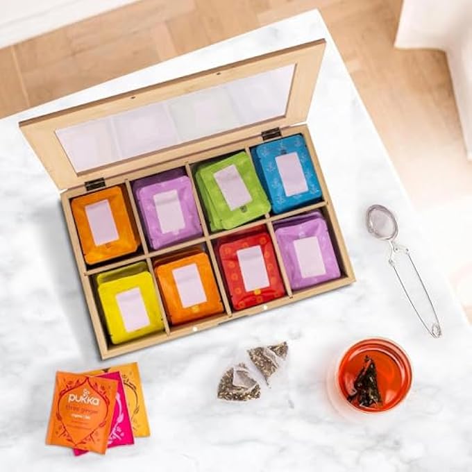 Antole Bamboo Tea Bag OrganizerStackable Tea Bag Holder With LidWooden Tea Box OrganizerKitchen Countertop Storage CaddyTea Storage Box For PodsCoffeeSugar Packets - Image 5