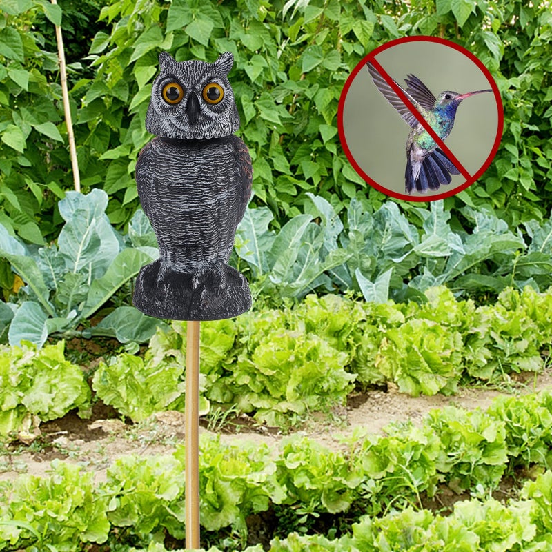 Hausse 2 Pack Fake Owl Decoys to Scare Birds Away, Rotating Head Plastic Owl Bird Deterrents, 10.6 Inch Height Bird Scarecrow Nature Enemy Horned Pest Repellent for Outdoor Garden Yard - Image 5