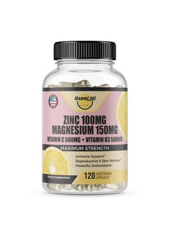 Happi Mi Nutrition Zinc, Zinc 100mg, Magnesium Glycinate 150mg, Vitamin D3 5000 IU, Vitamin C 500mg Per Serving, Immune Support, Immune Booster, Zinc Magnesium, Elemental Zinc, Antioxidant Support - pzsku/Z390638040F0B8DC3D3B6Z/45/_/1735907671/00755e34-ae6a-49b9-a9b8-19ea8d819b8e