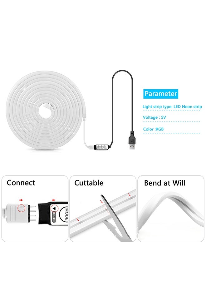 ضوء حبل النيون ، مدعوم بواسطة USB ، شريط LED مقاوم للماء مع التطبيق ، التحكم عن بعد ، والتحكم بالبلوتوث ، مزامنة الموسيقى ، التحكم الصوتي ، DIY ، أضواء RGB مرنة لغرفة النوم ، الألعاب ، الديكور في الهواء الطلق ، الديكور الداخلي ، الإضاءة الخلفية التلفزيونية - Image 4
