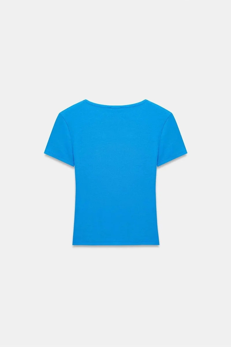Dilvin Cobalt Blue DILVIN Slim Fit V-Neck Button Blouse for Women | Best Price UAE
