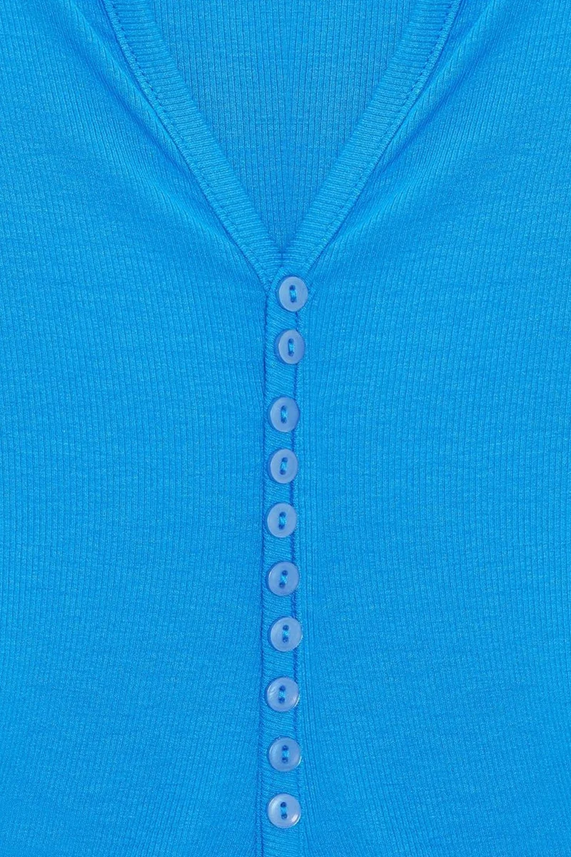Dilvin Cobalt Blue DILVIN Slim Fit V-Neck Button Blouse for Women | Best Price UAE