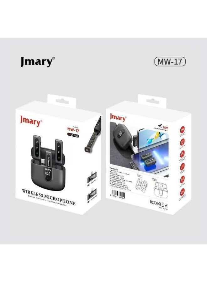 Jmary MW-17 2.4G Wireless Microphone for Mobile | Clip-On Lavalier Mic with Noise Reduction, Clear Stereo Sound, Long Battery Life & USB-C/Lightning Receiver | Wireless Mic for Video, Vlogging & Live Streaming - Image 2