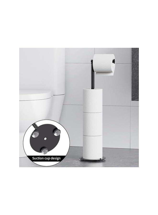 S-TOP Free Standing Bathroom Extra Toilet Paper Holder Stand for 3-4 Jumbo Rolls, Brushed Nickel Stainless Steel Rustproof Spare Tissue Paper Roll Dispenser Storage (Black) - Image 5