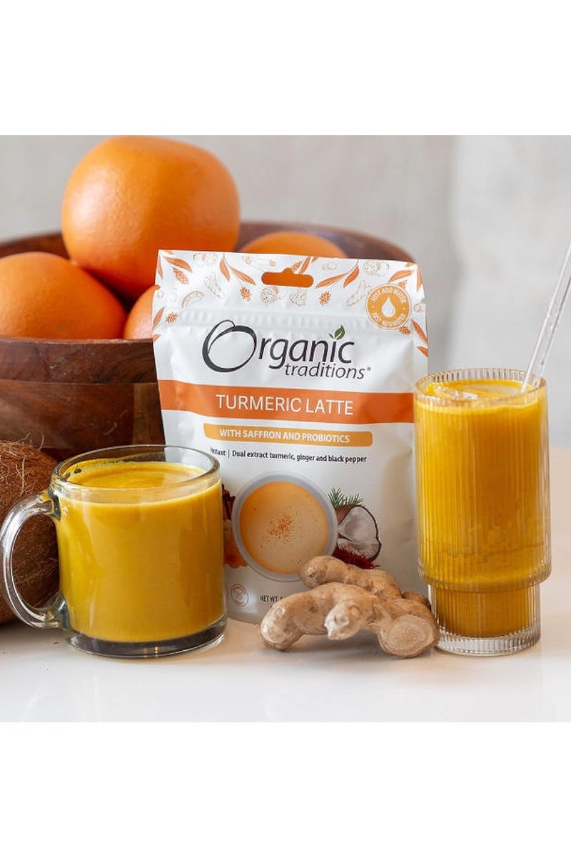 أورجانيك تراديشنز التقاليد العضوية، لاتيه الكركم مع الزعفران والبروبيوتيك، 5.3 أونصة (150 جم) - Image 2