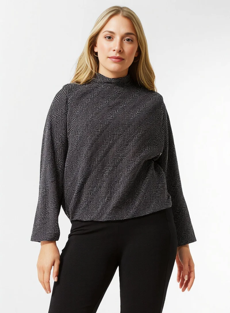 Blue Vanilla Curve Puffball High Neck Top