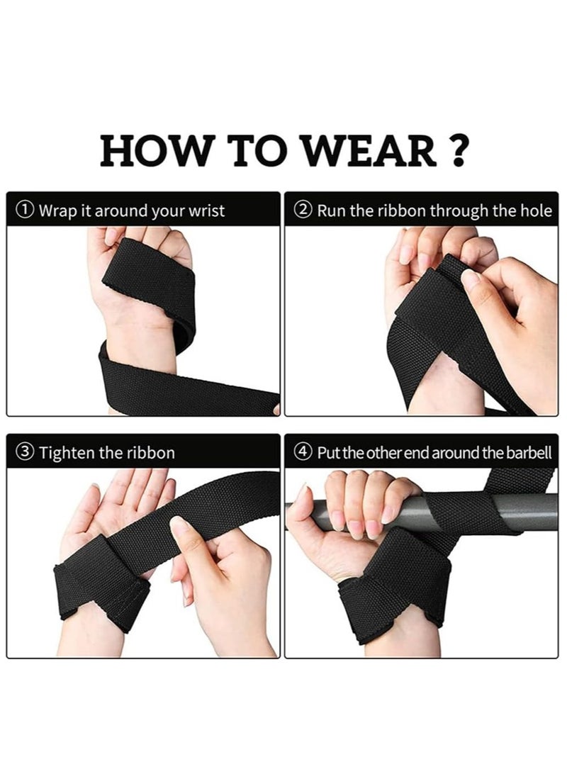 Lifting Straps Strength Training, Professional Pull Aids for Heavy Weights, Straps for Weightlifting, Lifting Straps Gym Deadlift, Lifting Pulling Straps, Strength Training, Women & Men, Black - Image 3