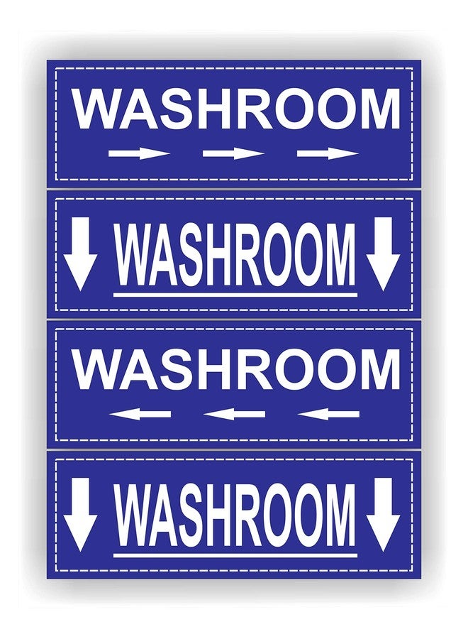 Good Print Zone : WAshroom All Sided Arrow Sign Board in & Out Side Door Sticker Pvc Vinyl (Size 4. x 12 Inch) Pack of 1 Set 4 Pcs (W/Left & Daun Arrow 2) - Image 1
