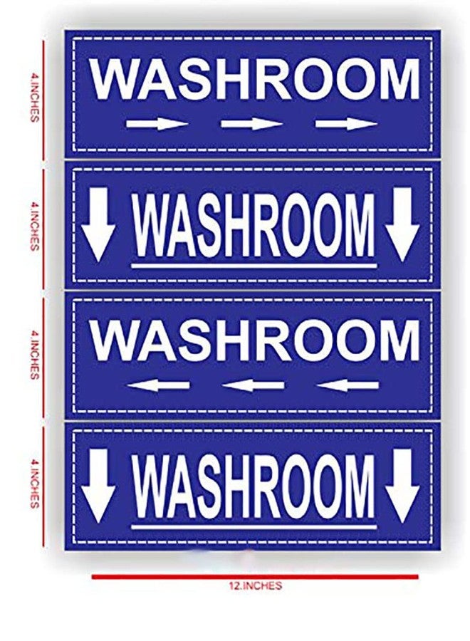 Good Print Zone : WAshroom All Sided Arrow Sign Board in & Out Side Door Sticker Pvc Vinyl (Size 4. x 12 Inch) Pack of 1 Set 4 Pcs (W/Left & Daun Arrow 2) - Image 2
