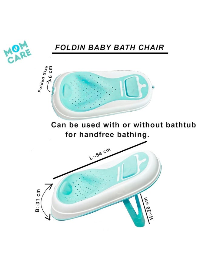 MOM CARES Folding Baby Bath Tub for Newborns and Toddlers, Ergonomic Anti-Slip Baby Bather Chair with Soft Silicone Mesh Seat, Space-Saving Foldable Legs, Safe Non-Toxic BPA-Free Material, Fits Standard Bathtubs, Portable Travel Infant Tub from Birth to Sitting Up - Image 5