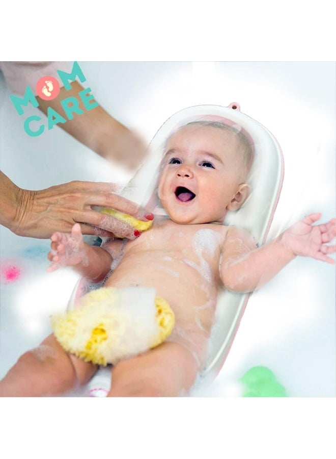 MOM CARES Folding Baby Bath Tub for Newborns and Toddlers, Ergonomic Anti-Slip Baby Bather Chair with Soft Silicone Mesh Seat, Space-Saving Foldable Legs, Safe Non-Toxic BPA-Free Material, Fits Standard Bathtubs, Portable Travel Infant Tub from Birth to Sitting Up - Image 2