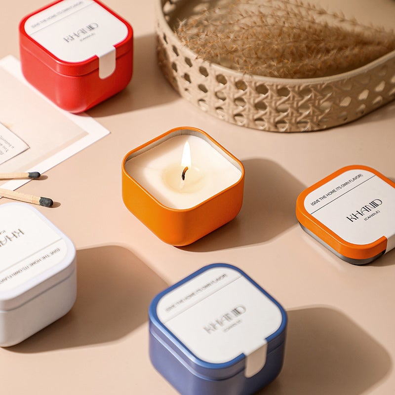 Khanid Square Pot Tinplate Aromatherapy Candle Soy Essential Oil Fragrance Home Proposal Creative Hand Gift - Image 4