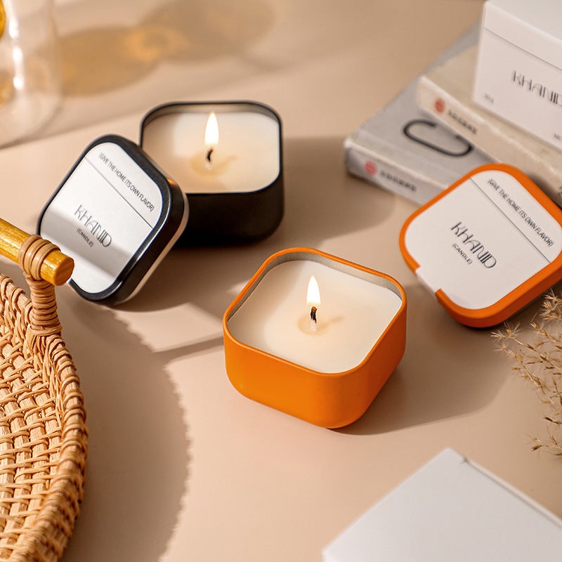 Khanid Square Pot Tinplate Aromatherapy Candle Soy Essential Oil Fragrance Home Proposal Creative Hand Gift - Image 2