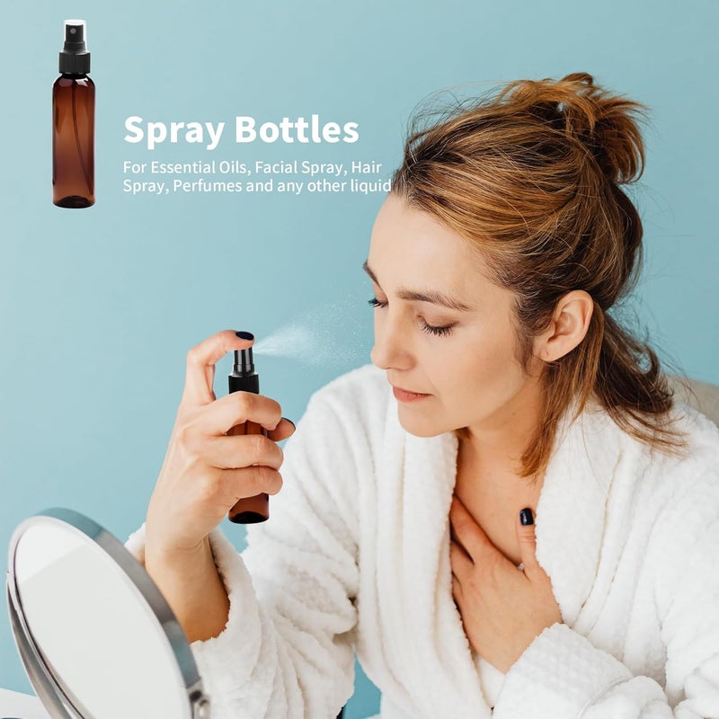 YEUIKERR 36 Pack Amber Plastic Spray Bottles 4 oz Small Spray Bottle Plastic Fine Mist Spray Empty Bottle, Amber 4 oz Spray Bottles Bulk for Travel, Essential Oils - Image 4