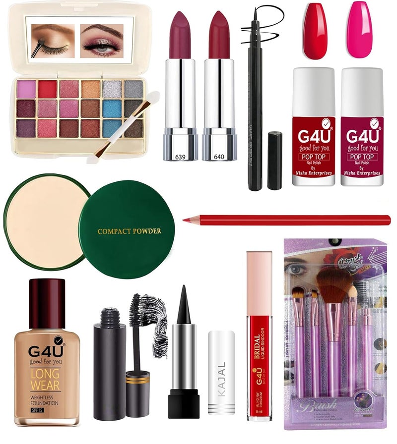 G4U G4U 17Piece Glow Up Makeup Kit With Eyeshadow Lipstick Eyeliner Compact Foundation Every Essential AllinOne Beauty Set 39 40 - Image 1